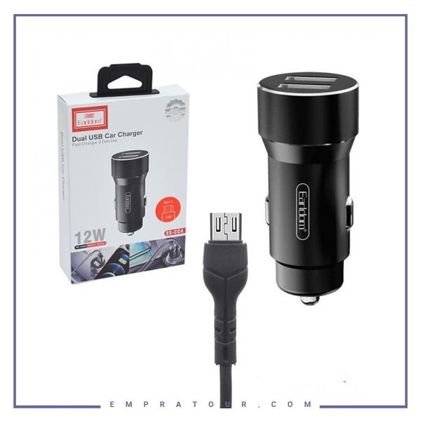 شارژر فندکی ارلدام به همراه کابل میکرو Earldom Dual USB Car Charger ES-CC4
